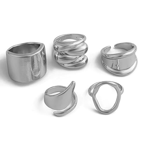 Image of Shining Diva Fashion Stylish Trendy Finger Rings Set for Women & Girls | Chunky Minimal Statement Ring Combos Modern Elegant Jewellery Collection