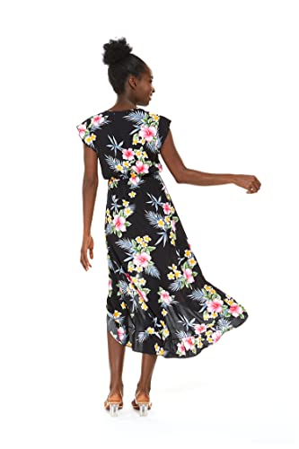 Image of Family Matching Hawaiian Clothes, Hibiscus Black | Black Hibiscus Print • Soft Rayon Fabric • Family Matching Outfits • Vacation Ready • Luau Party Wear