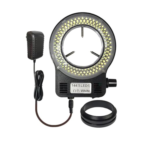 顕微鏡キット USB 144 LED リングライト調整可能なランプ業界単眼三眼ステレオビデオ顕微鏡カメラ 顕微鏡レンズアダプター(12V 144 LED Ring)