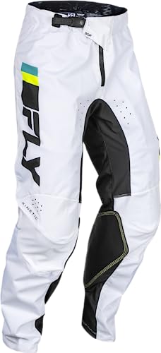 Fly Racing 2024 Adult Kinetic Prix Pants (White/Black/Hi-Vis Size 40)