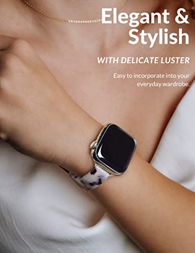 Unilily Tortoise Shell Watch Band For Apple Watch Bands 40Mm For Women, Resin Slim Stretchy Watch Band Bracelet For Iwatch 38Mm 41Mm Strap Series 8 Se #TOP4
