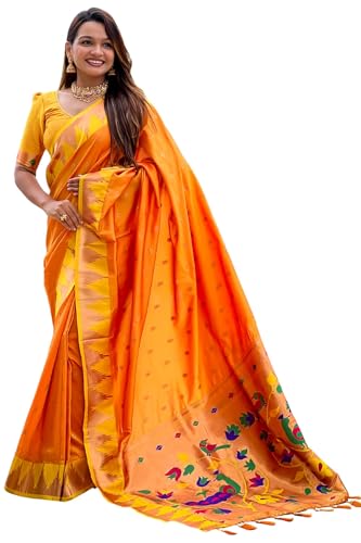 SGF11 Women's Paithani Soft Lichi Silk Kanjivaram Sarees With Blouse Piece product image 12