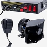 JAMTON 200W 12V 9 Tone Emergency Police Siren System, 180°Loud Speaker Horn, Handheld Microphone, for Emergency Vehicles Truck Firefighters Ambulance