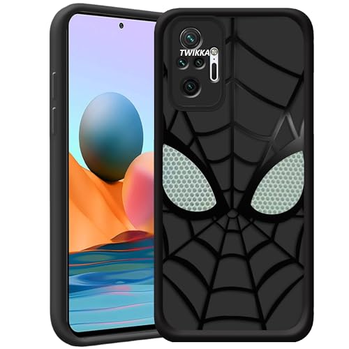 Image of Stylish Spider Back Case Cover Compatible for Mi Redmi Note 10 Pro /Pro Max | Spidey Face Mask Case | Soft Silicone | Camera & Full Body Protection | Shock Proof | (Black)