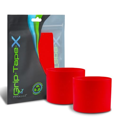 MAXXEZ Schienbeinschonerhalter aus Silikon mit überragendem Halt - Schienbeischoner Halter extra rutschfest für Herren Damen & Kinder - rot