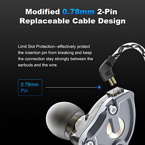 Hmusic IEM Headphones, HiFi Stereo Wired Earphones, Hi-res Lossless Hybrid DD+BA Drivers In-Ear Earphone - Image 4