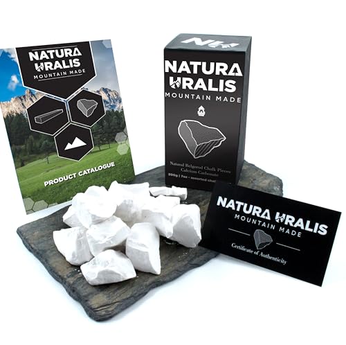Natura Uralis Premium Belgorod Kreidestücke | Weiße Kreidestücke – Erstaunlicher Crunch, Erdig, Samtig und Fest, ASMR-Aufsehen, Natürliches Calciumcarbonat (Klein-Pack (200g))