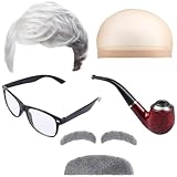 おじいさん コスプレ 5点セット かつら ウィッグ メンズ 老人 仮装 変装カツラ おもしろ ハロウィン クリスマス会 お祭り 文化祭 パーティー
