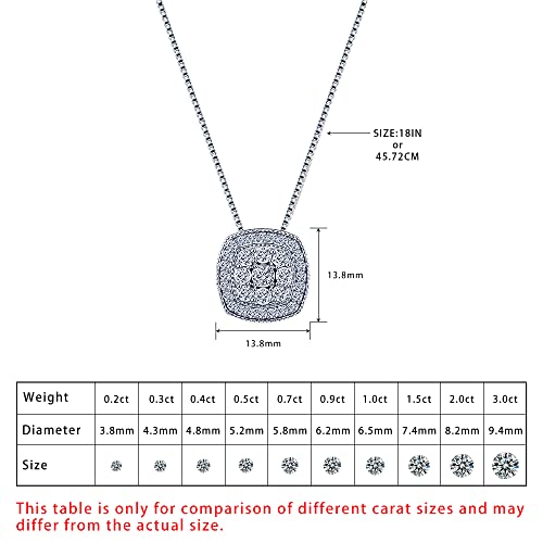 La4Ve 1/2 Carat Diamond Necklaces For Women,925 Sterling Silver Necklace Round Cut Natural Diamond Cushion Halo Pendant (I-J, I2-I3) Diamonds Friendship Jewelry For Girls,Gifts For Women #TOP4