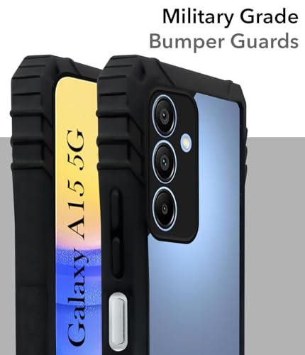Image of Jkobi Back Cover Case for Samsung Galaxy A15 5G (Ultimate Shockproof Bumpers | Anti Yellow | Rugged Armor | Hybrid PC | Black)