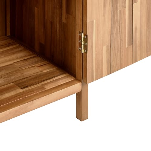 Beliani Outdoor-Küchenschrank Akazienholz braun schmal 50x50x90 cm mit Tür Venosa
