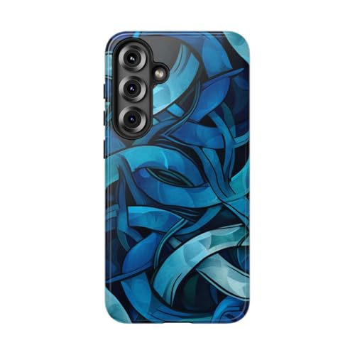 Coque résistante brillante Samsung S25 Plus bleu avec motif celtique antichoc