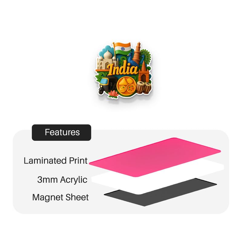 Image of India 01 Fridge Magnets, Glossy Finish, Stylish Magnet for Fridge, Wardrobe & Metal Surfaces
