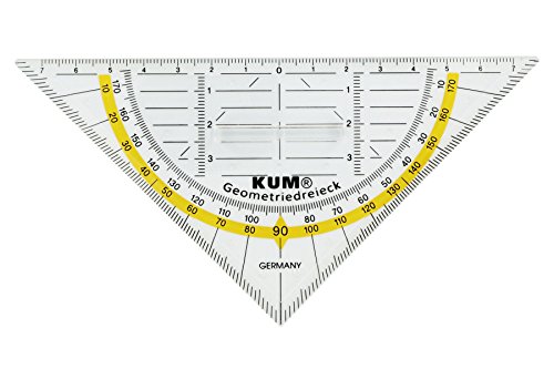 KUM AZ303.29.19-T Équerre géométrique 292 TB avec anneau coloré et picots d'encre Transparent 16 cm Cover