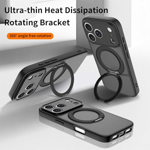 Image of Magnetic Case for iPhone 17 Pro With Magnetic Ring Stand, [Compatible with Magsafe] [Military Grade Drop Protection] Shockproof Phone Cover for iPhone 17 Pro Full Camera Protection 6.3 inch Black