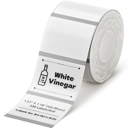 NIIMBOT Cinta Térmica de Etiquetas para B1 B21 B3S, Etiqueta Térmica Resistente al Agua, Etiqueta de Dirección de Envío a Prueba de Aceite y Rasgaduras, 1.57 * 1.18 (40 * 30mm), 230 por Rollol