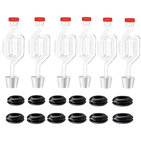 Twin Bubble Airlock Set [6 Pack], Brew Kits Airlocks for Fermenting,Fermentation Airlock with 6 Stoppers + 12 Grommets Cover