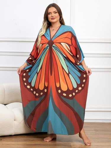 Image of Kaftan Dress for Women - Plus Size Caftan Maxi Beach Dress Moo Moos Loungewear, Swimsuit Cover Up for Beach, Pool or Vacation