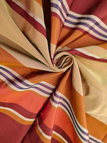 Taffetas de soie haute couture à rayures marron et bordeaux pour créations exclusives