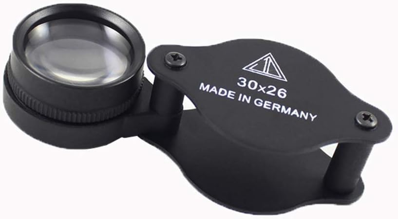Portable 30X Jewelers Foldable Loupe - Black Glass Lens, Ideal for Jewelry, Coins, Stamps & Antiques