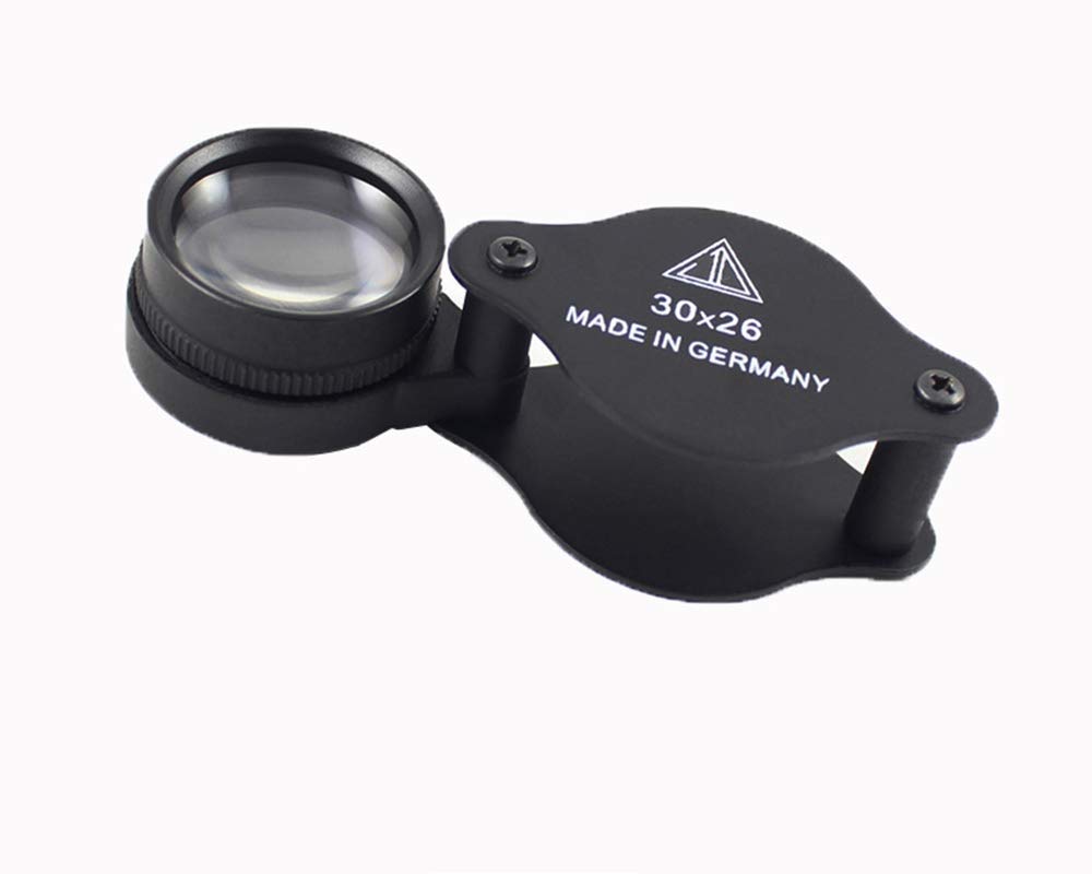 Portable 30X Jewelers Foldable Loupe - Black Glass Lens, Ideal for Jewelry, Coins, Stamps & Antiques