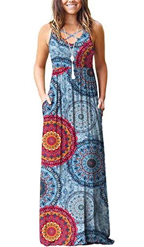 Image of LILBETTER Women's Sleeveless Racerback Loose Plain Maxi Dresses Casual Long Dresses with Pockets