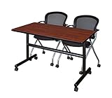 Regency Kobe 48 x 24 in. Flip-Top Training Nesting Table- Cherry, 2 Cadence Nesting Chairs
