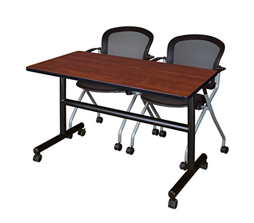 Regency Kobe 48 x 24 in. Flip-Top Training Nesting Table- Cherry, 2 Cadence Nesting Chairs