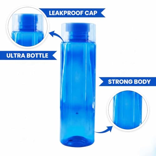 Image of RED WIND Unbreakable 1 Litre Transparent Water Bottles | Pack of 12 | Multicolor | Leakproof Screw Cap | BPA-Free | Bottles for Fridge, Gym, Home, Office, School and Travel