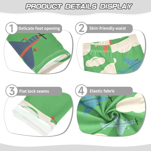Colored Airplanes Pattern Clouds Girls Leggings Stretchy Dance Pants for Kids3
