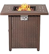 SUNBURY Outdoor Propane Fire Pit Table, 28 Inch Patio Gas Fire Table 40,000 BTU Auto-Ignition, Br...