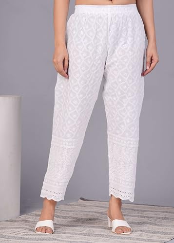 JG JAI GOVINDAM Indian Kurtis for Women Salwar Kameez Suit Set Indian Dresses Chikankari White Kurti Pant & Dupatta Set4