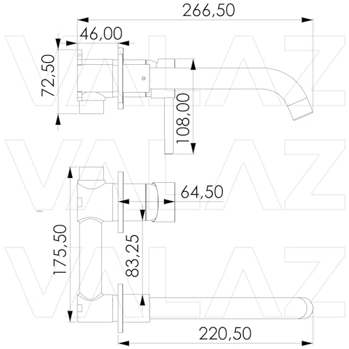 VALAZ Matte Black Basin Mixer Spout 21 cm, Bathroom Accessory, Mattschwarz - Image 2