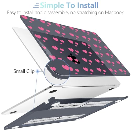 Image of MEEgoodo Case for M5 /M4 /M3 /M2 MacBook Air 13 inch 2026 2025 2024 2022, Fit Model A3449 /A3240 /A3113 /A2681, Case Compatible with MacBook Air 13.6-inch, Pink Hearts