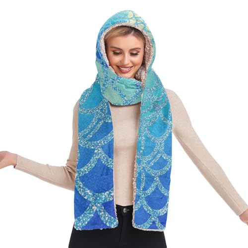 Bonnet à capuche femme résistant au froid avec longue écharpe et poches intégrées