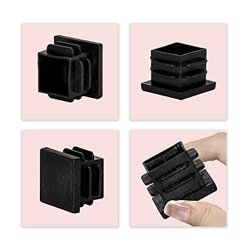 Image of Flyshop 19 x 19 mm, 0.75 inch x 0.75 inch Black Plastic Hole Plugs Square Tubing End Caps Tube Inserts Durable Furniture Glide for Chair Table Stool Leg 8 Pack