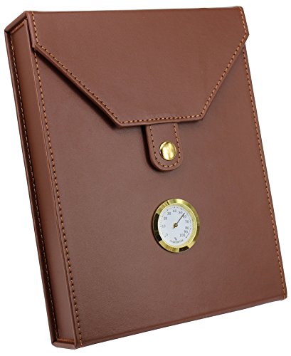 AMANCY Elegant 5-10 Capacity Brown Leather Cedar Wood Lined Portable Travel Cigar Humidor