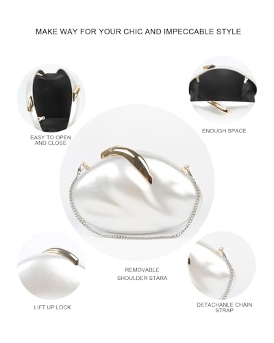 Image of Acrylic Silver Evening Clutch Purse for Women, Wedding Guest Clutch Metal Chain Shoulder Crossbody Bag