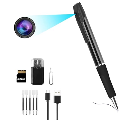 ZHODADA Mini Camera Espion, 1080p HD Caméra Cachée Stylo Mini Caméra de Poche Surveillance Spy Camera avec Enregistrement Vidéo Prise de Photo et 90 Mins d'Autonomie