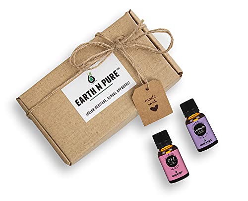 Image of Earth N Pure Lavender & Rose Essential Oils | Pack of 2 (15 ml each) | 100% Pure, Undiluted, Natural and Therapeutic Grade - Perfect for Aromatherapy, Skin Therapy & More