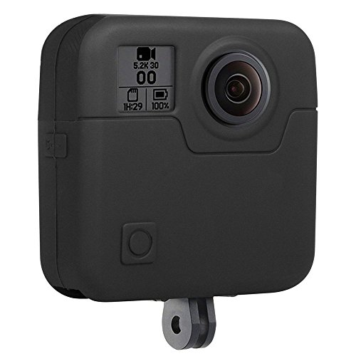 MadridGadgetStore® Funda de Silicona Goma TPU Tacto Muy Suave Negra Protectora para Cámara Go Pro GoPro Fusion 360º 360 Grados