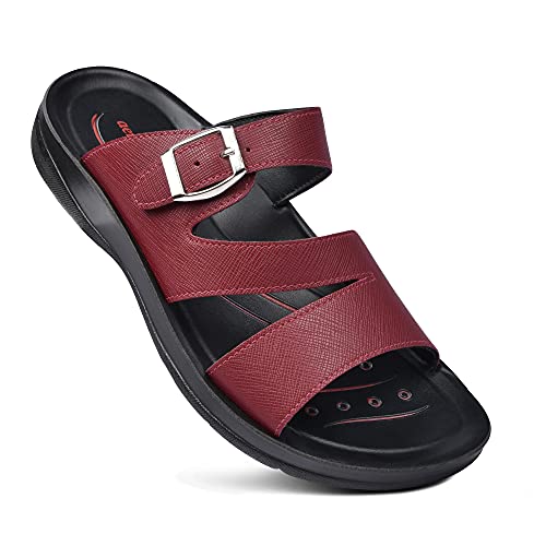 Orthotic Comfort Aerothotic Slip On Sandals and Flip Flops with Arch Support for comfortable walk (US Women 8, Slit Wine) Orthotic Comfort Aerothotic Slip On Sandals and Flip Flops with Arch Support for comfortable walk (US Women 8, Slit Wine)