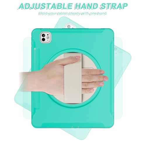 Coque iPad Pro 13 M5抗震防摔 coque de protection verte avec dragonne