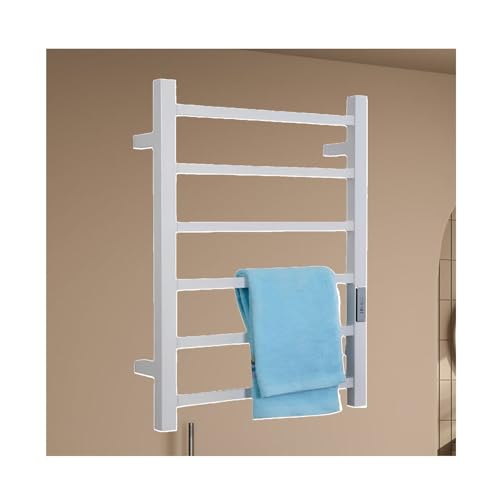 LYMGRZ Toallero eléctrico de Pared para baño, Blanco, con cableado, Temperatura Constante, de Acero Inoxidable.