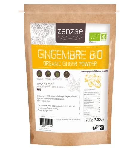 Gingembre bio en poudre | Racine de gingembre biologique Zenzae | Certifié biologique | 100% naturel Cover