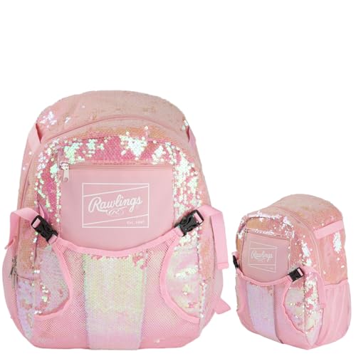 Image of Rawlings | Remix Backpack Equipment Bag | T-Ball & Youth Baseball /Softball | Pink Sequins