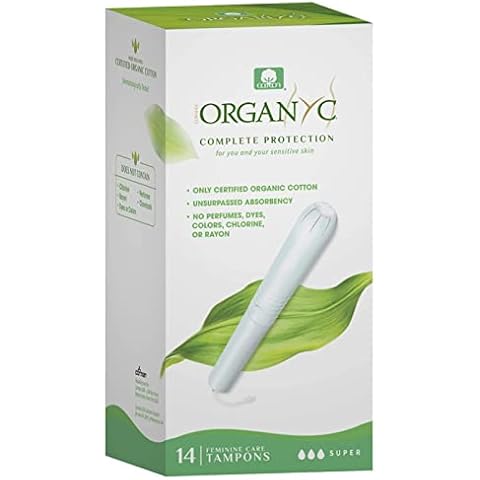 Organyc 100% Certified Organic Cotton Tampons - Cardboard Applicator, Free from Chlorine, Perfumes, Rayon, and Chemicals - Super, 14 Count Cover