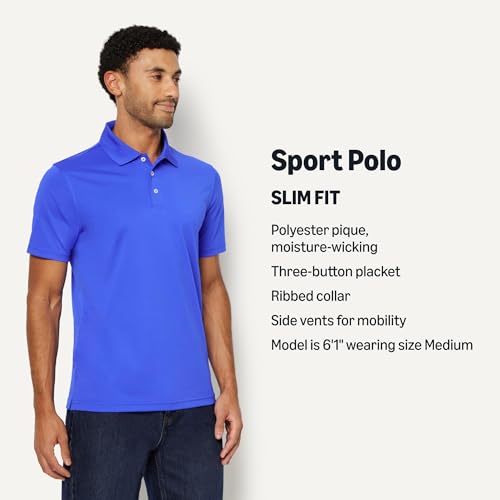 Image of Amazon Essentials Men's Moisture Wicking Golf Polo Shirt, Short Sleeve, Slim-Fit, Quick-Dry