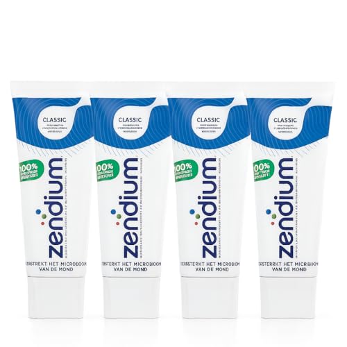 Zendium Classic 75ml (Pack of 4) Toothpaste - Contains Natural Antibacterial enzymes and proteins - Natural Protection Against Causes of Caries and Gum Problems - SLS Free, Triclosan Free