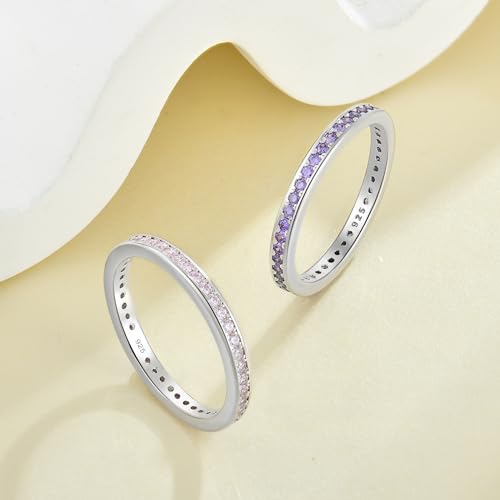 YL Women's Stackable Ring 925 Sterling Silver Eternity Bands Birthstone Stacking Rings4